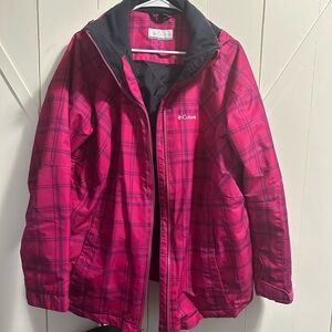 Columbia Pink Plaid Ski Jacket women’s 1x
